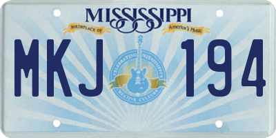 MS license plate MKJ194