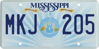 MS license plate MKJ205