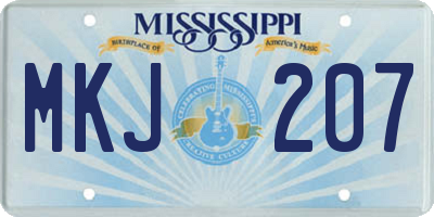 MS license plate MKJ207
