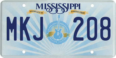 MS license plate MKJ208