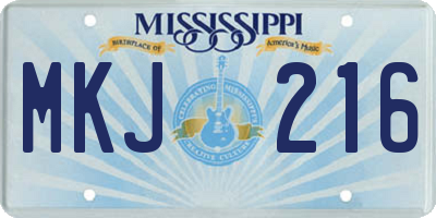 MS license plate MKJ216
