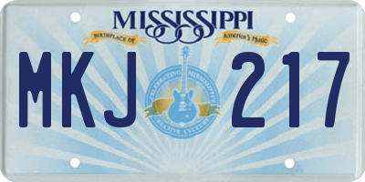 MS license plate MKJ217