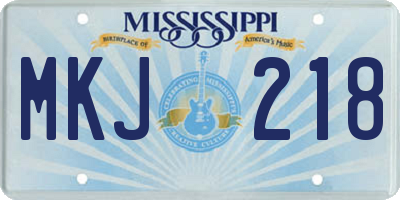 MS license plate MKJ218
