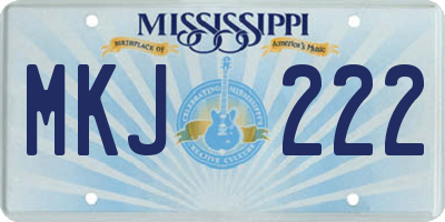MS license plate MKJ222
