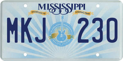MS license plate MKJ230