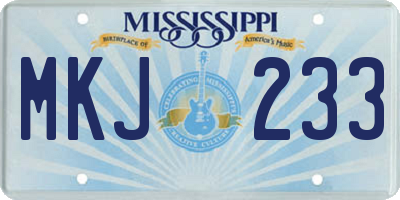 MS license plate MKJ233