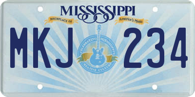 MS license plate MKJ234