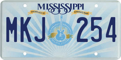 MS license plate MKJ254