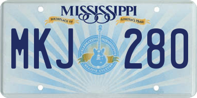 MS license plate MKJ280