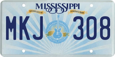 MS license plate MKJ308