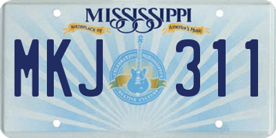 MS license plate MKJ311