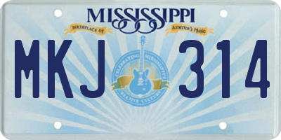 MS license plate MKJ314