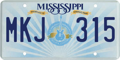 MS license plate MKJ315