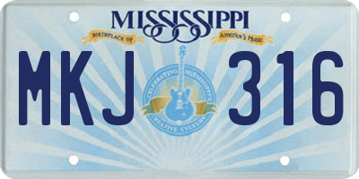 MS license plate MKJ316