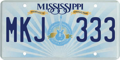 MS license plate MKJ333