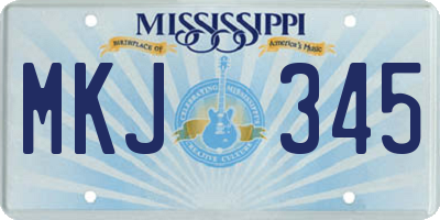 MS license plate MKJ345