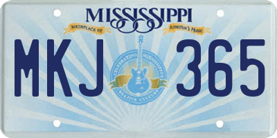 MS license plate MKJ365