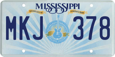 MS license plate MKJ378