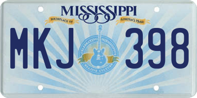 MS license plate MKJ398
