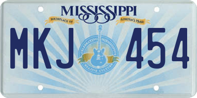 MS license plate MKJ454