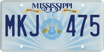 MS license plate MKJ475