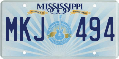 MS license plate MKJ494