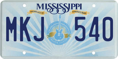MS license plate MKJ540