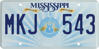 MS license plate MKJ543