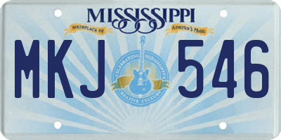 MS license plate MKJ546