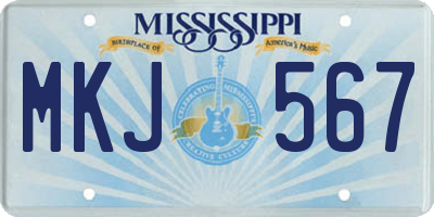 MS license plate MKJ567