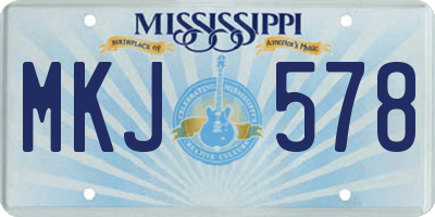 MS license plate MKJ578