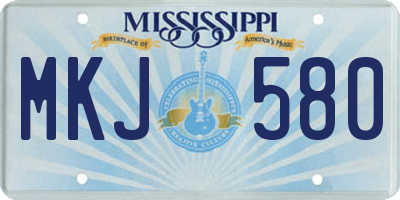 MS license plate MKJ580