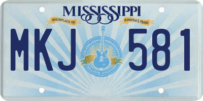 MS license plate MKJ581