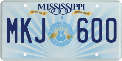 MS license plate MKJ600
