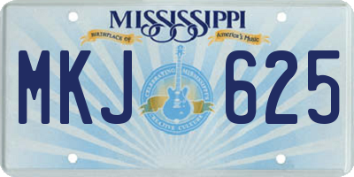 MS license plate MKJ625