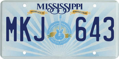 MS license plate MKJ643