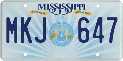 MS license plate MKJ647