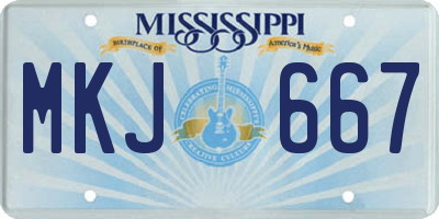MS license plate MKJ667