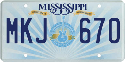 MS license plate MKJ670