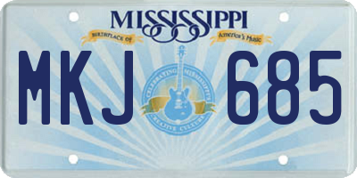MS license plate MKJ685