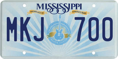 MS license plate MKJ700