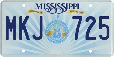 MS license plate MKJ725
