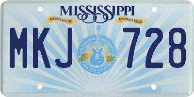MS license plate MKJ728