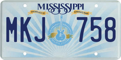 MS license plate MKJ758