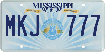 MS license plate MKJ777