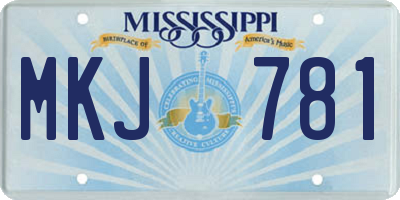 MS license plate MKJ781