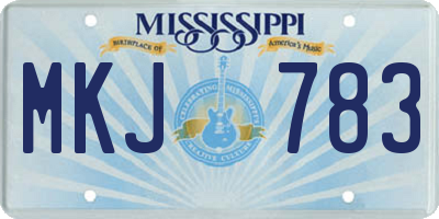 MS license plate MKJ783