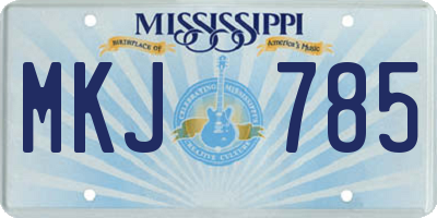 MS license plate MKJ785