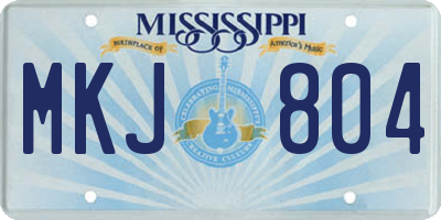 MS license plate MKJ804