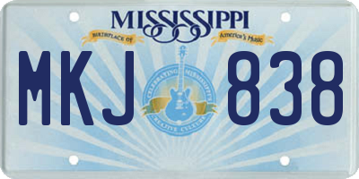 MS license plate MKJ838